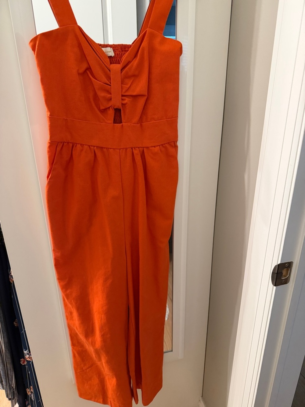 Bow-Front Orange Wide-Leg Jumpsuit